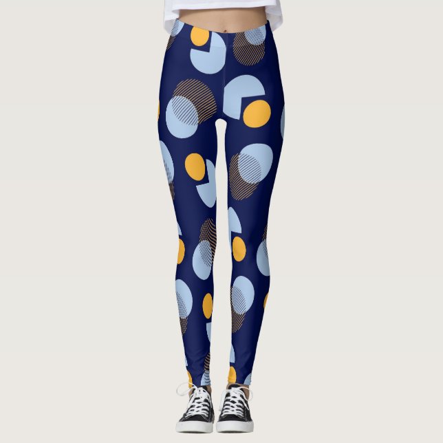"Harmonie vive : Leggings imprimés bleu et jaune (Devant)