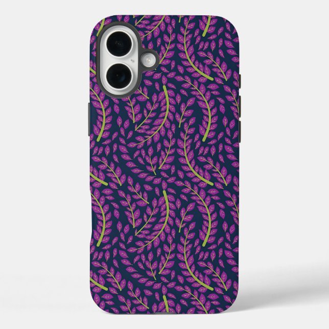 Harmonious Botanical Art on Dark Blue Background Case-Mate iPhone Case (Back)