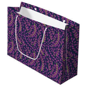 Harmonious Botanical Art on Dark Blue Background Large Gift Bag