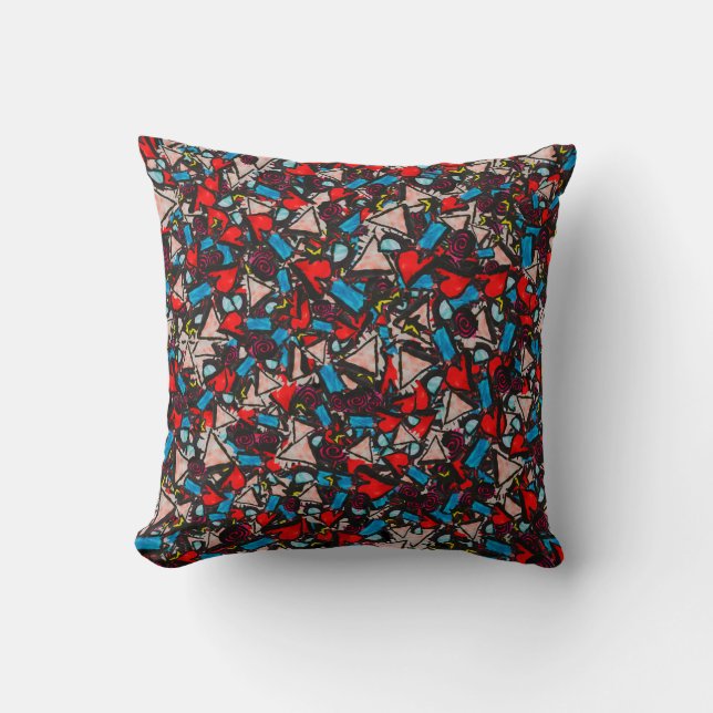Harmonious Chaos Vibrant Abstract Design Throw Pillow (Front)