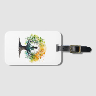 Harmonious Creature Mandala - Rainbow Watercolor Y Luggage Tag