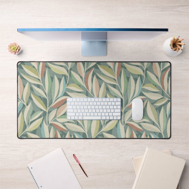 Harmonious Nature Leaf Pattern in Soft Pastels Desk Mat (Office 1)
