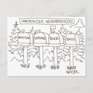 Harmonious neighbourhood:: 'Baritone, Soprano, Postcard