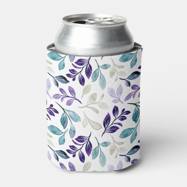  Harmonious Watercolor Leaves Design  Can Cooler (Can Front)