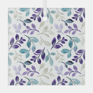 Harmonious Watercolor Leaves Design Glass Ornament