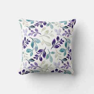 Harmonious Watercolor Leaves Design Throw Pillow