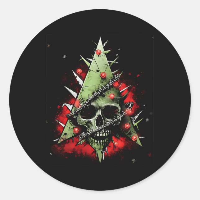 Harmonizing Contrasts Christmas Tree Meets Punk-ro Classic Round Sticker (Front)