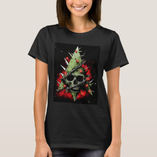 Harmonizing Contrasts Christmas Tree Meets Punk-Ro T-Shirt