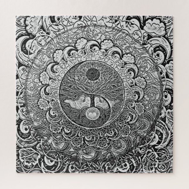 Harmony and Balance Silver Yin Yang Jigsaw Puzzle (Vertical)