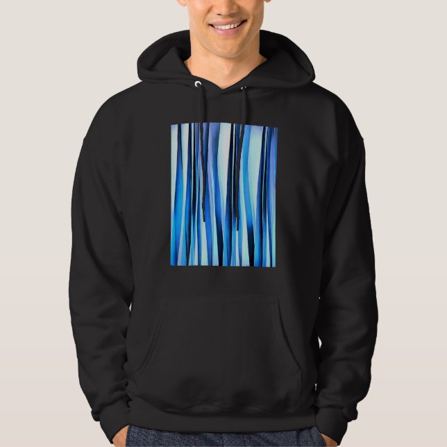 Harmony And Peace Blue Striped Abstract Pattern Hoodie (Front)
