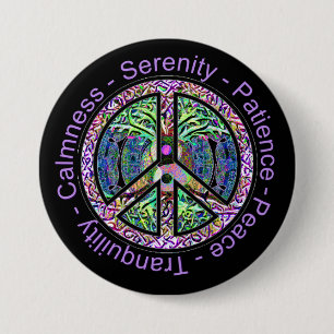 Harmony, Balance, Oneness Peace Symbol 3 Inch Round Button