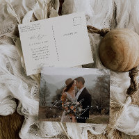 HARMONY Beige Script Wedding Photo Thank You