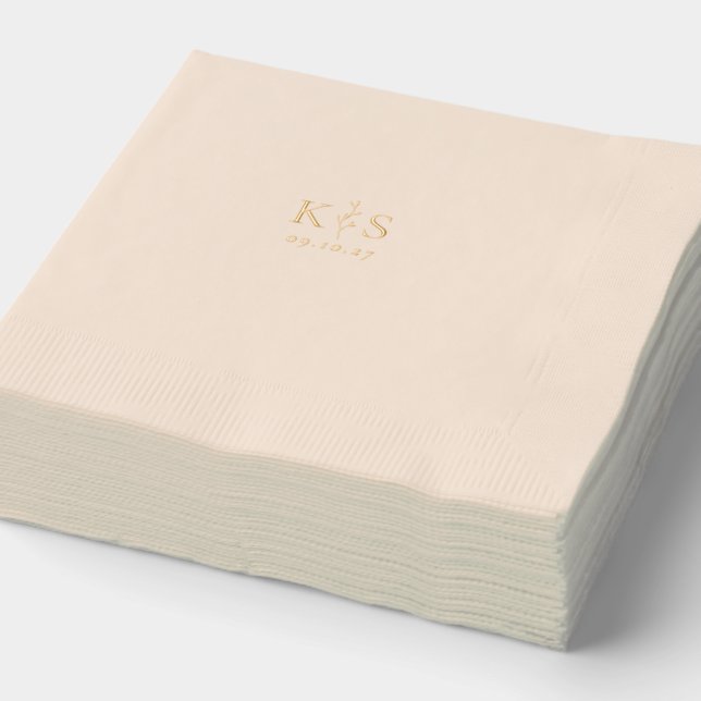 HARMONY Branch Monogram Wedding Foil Napkins (Detail)