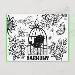 Harmony Colouring Postcard