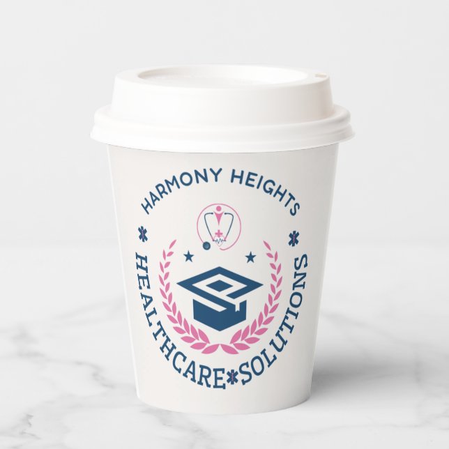Harmony Heights Healthcare Solutions Company Logo Paper Cups