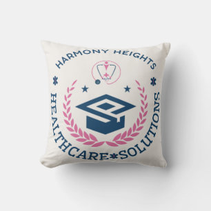 Harmony Heights Healthcare Solutions Company Logo Throw Pillow