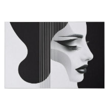 Harmony in Contrast – Abstract Woman & Guitar Art