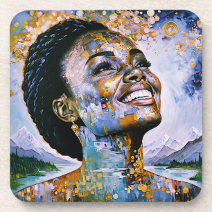 "Harmony in Gold and Sky" Coaster
