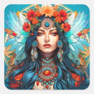 Harmony in Heritage - Art Nouveau Design Square Sticker