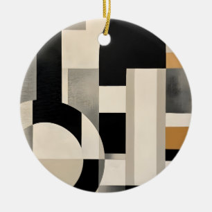 Harmony in Shades: Abstract Composition of B & w Ceramic Ornament