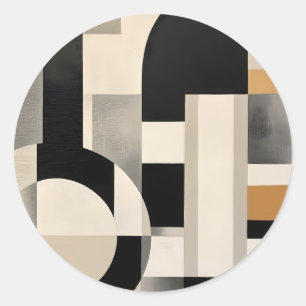 Harmony in Shades: Abstract Composition of B & w Classic Round Sticker