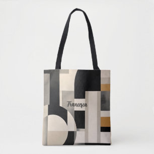 Harmony in Shades: Abstract Composition of B & w Tote Bag