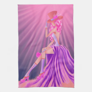 "Harmony in Stardust" A Glamorous Steampunk Queen Kitchen Towel