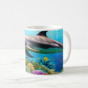 "Harmony in the Waves: Dolphin Family Adventure" Coffee Mug
