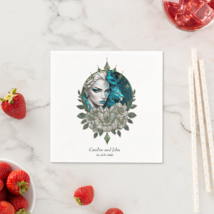 Harmony of the elements, the woman with lion. napkin
