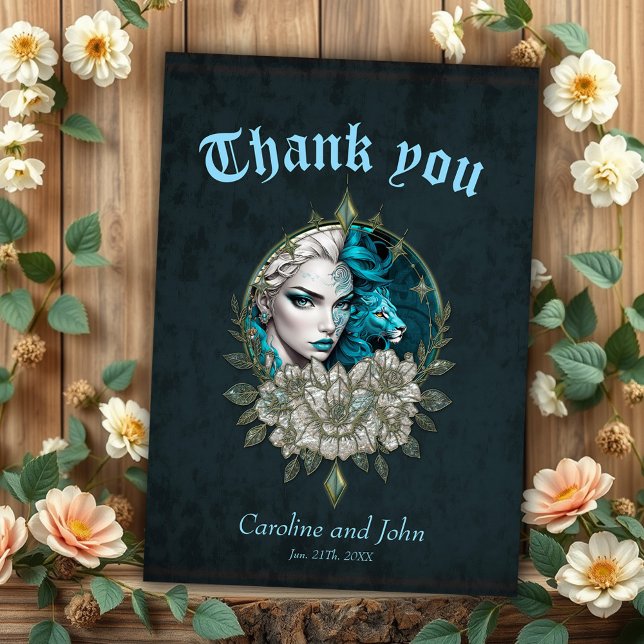 Harmony of the elements, the woman with lion. thank you card (Creator Uploaded)