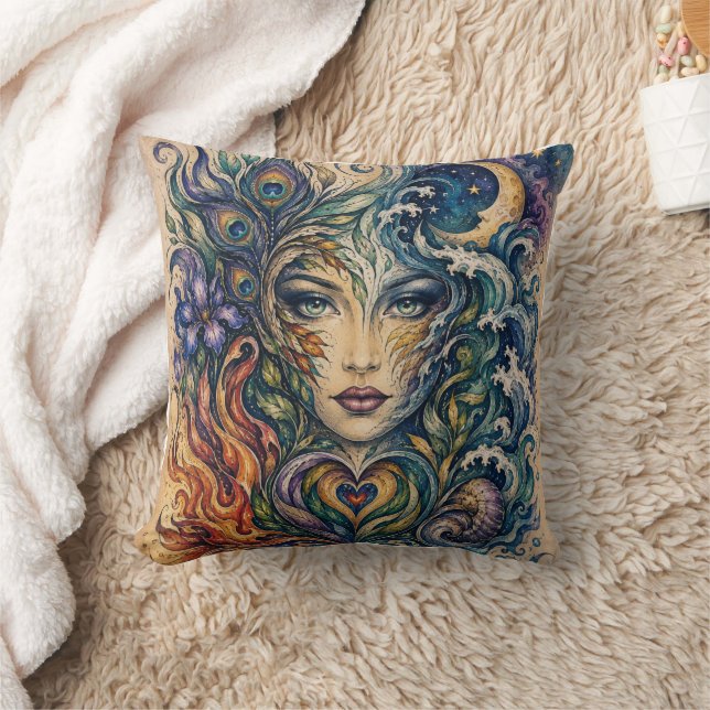 Harmony of the Elements Throw Pillow (Blanket)