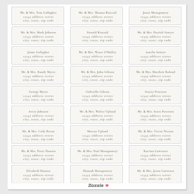 HARMONY | Olive Green Guest Address Labels (Sheet)