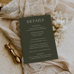 HARMONY   Olive Green Wedding Details Card