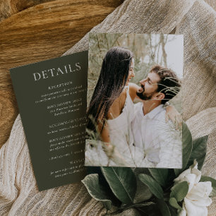 HARMONY   Olive Green Wedding Details Photo Card