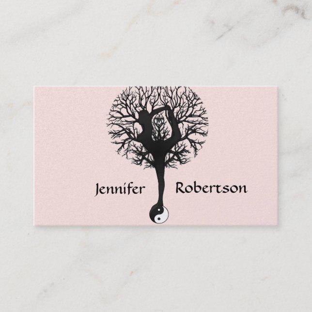 Harmony, Peace and Balance Yoga Tree Business Card (Front)