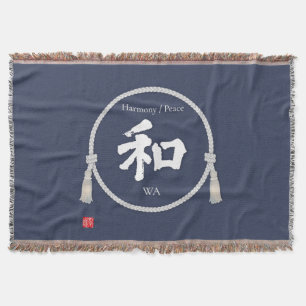 Harmony & Peace – Japanese Kanji Throw Blanket