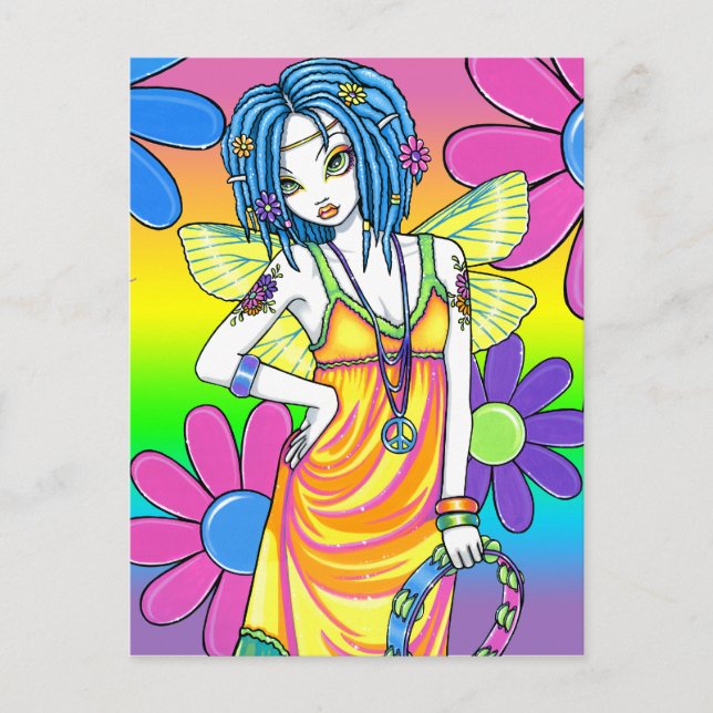 "Harmony" Rainbow Flower Child Fairy Postcard (Front)