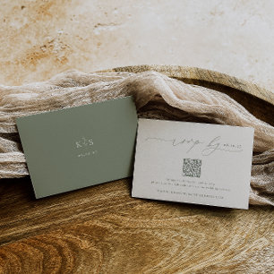 HARMONY   Sage Green Minimalist Wedding QR Code RSVP Card