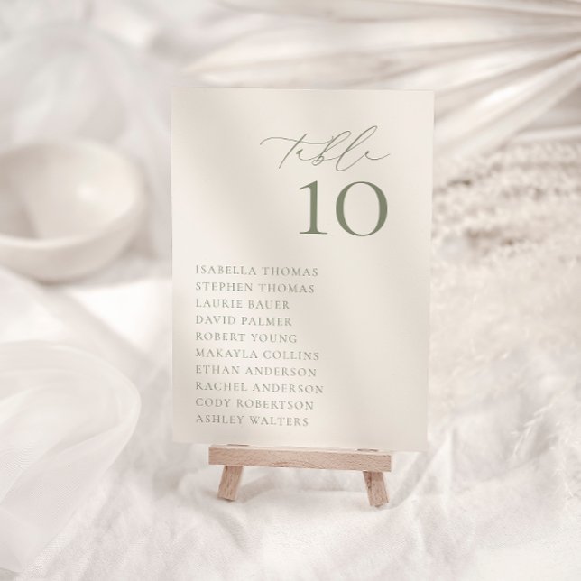 HARMONY Sage Green Seating Table Number Card (Creator Uploaded)