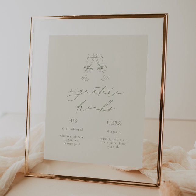 HARMONY Sage Green Signature Drinks Wedding Poster (Creator Uploaded)