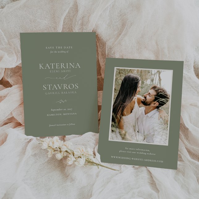 HARMONY Sage Green Wedding Photo Save The Date (Creator Uploaded)