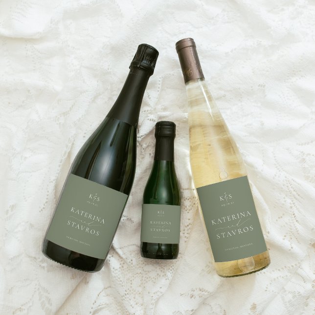 HARMONY | Sage Green Wedding Sparkling Wine Label (Creator Uploaded)