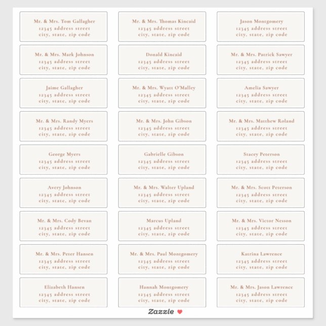 HARMONY | Terracotta Guest Address Labels (Sheet)