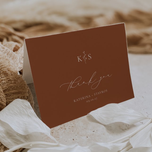 HARMONY Terracotta Wedding Photo Thank You Card (Creator Uploaded)