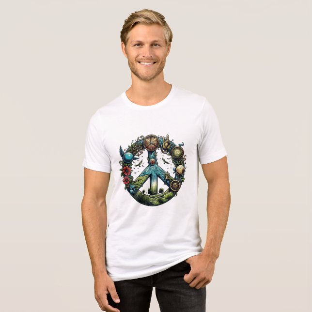 Harmony Unveiled: The ॐ Peace Mandala Tri-Blend Shirt (Front Full)