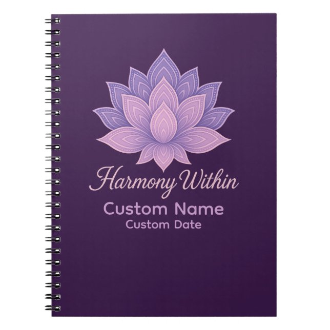 Harmony Within Lotus Mandala Personalized Notebook (Front)