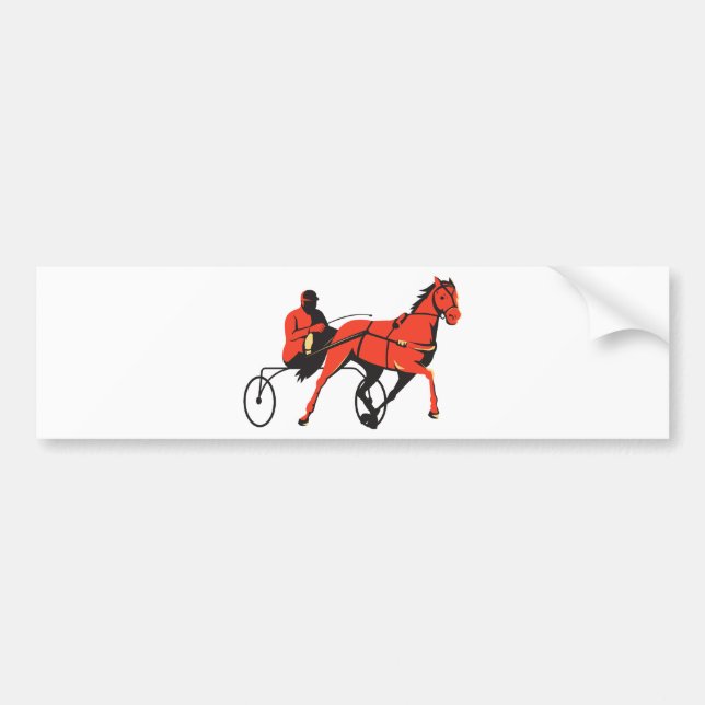 harness horse cart racing retro bumper sticker (Front)