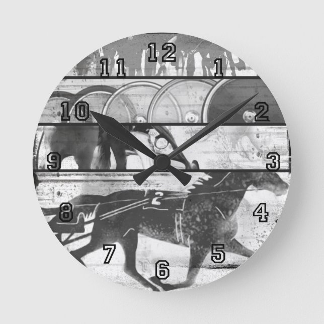 Harness Racing Grunge Round Clock (Front)