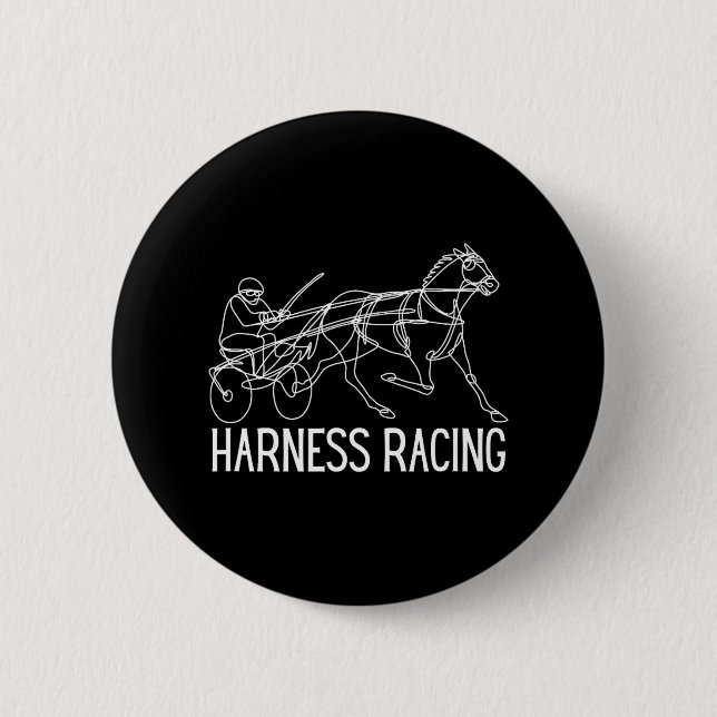 Harness Racing Standardbred Horse Sulky Horse 2 Inch Round Button (Front)
