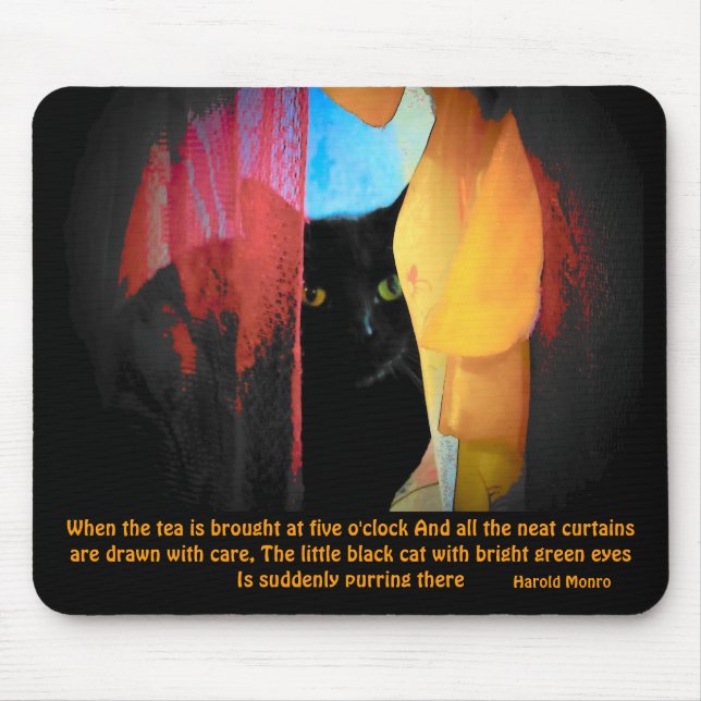 Harold Monro quote/ Green eyed kitty Mouse Pad (Front)